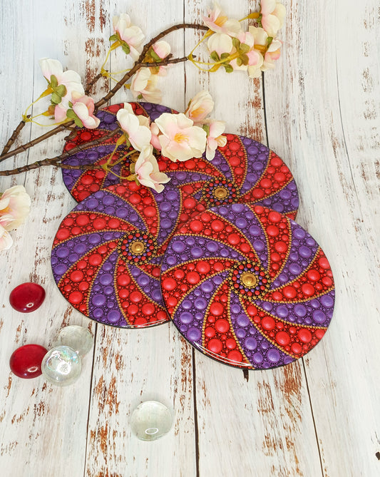 Set of four matching coasters - Bubble design