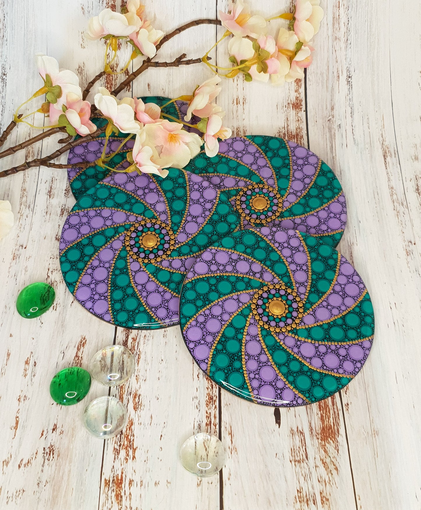 Set of four matching coasters - Bubble design