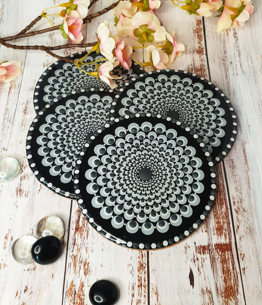 Set of four matching coasters - Peacock design