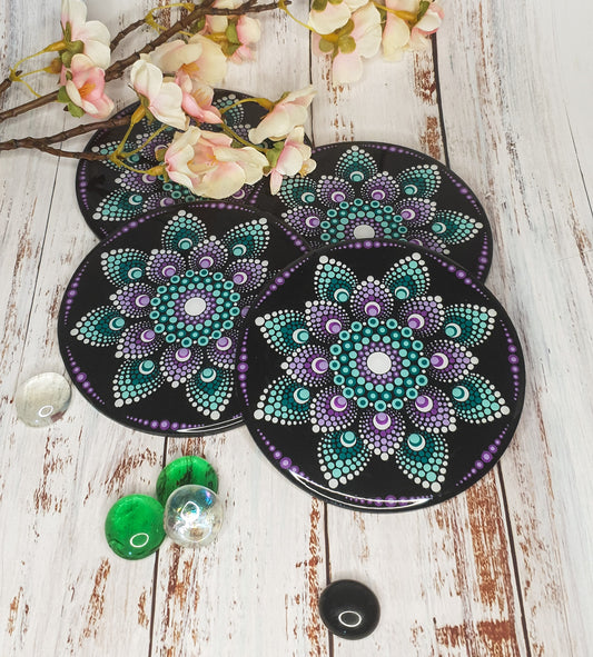 Set of four matching coasters - Petal design