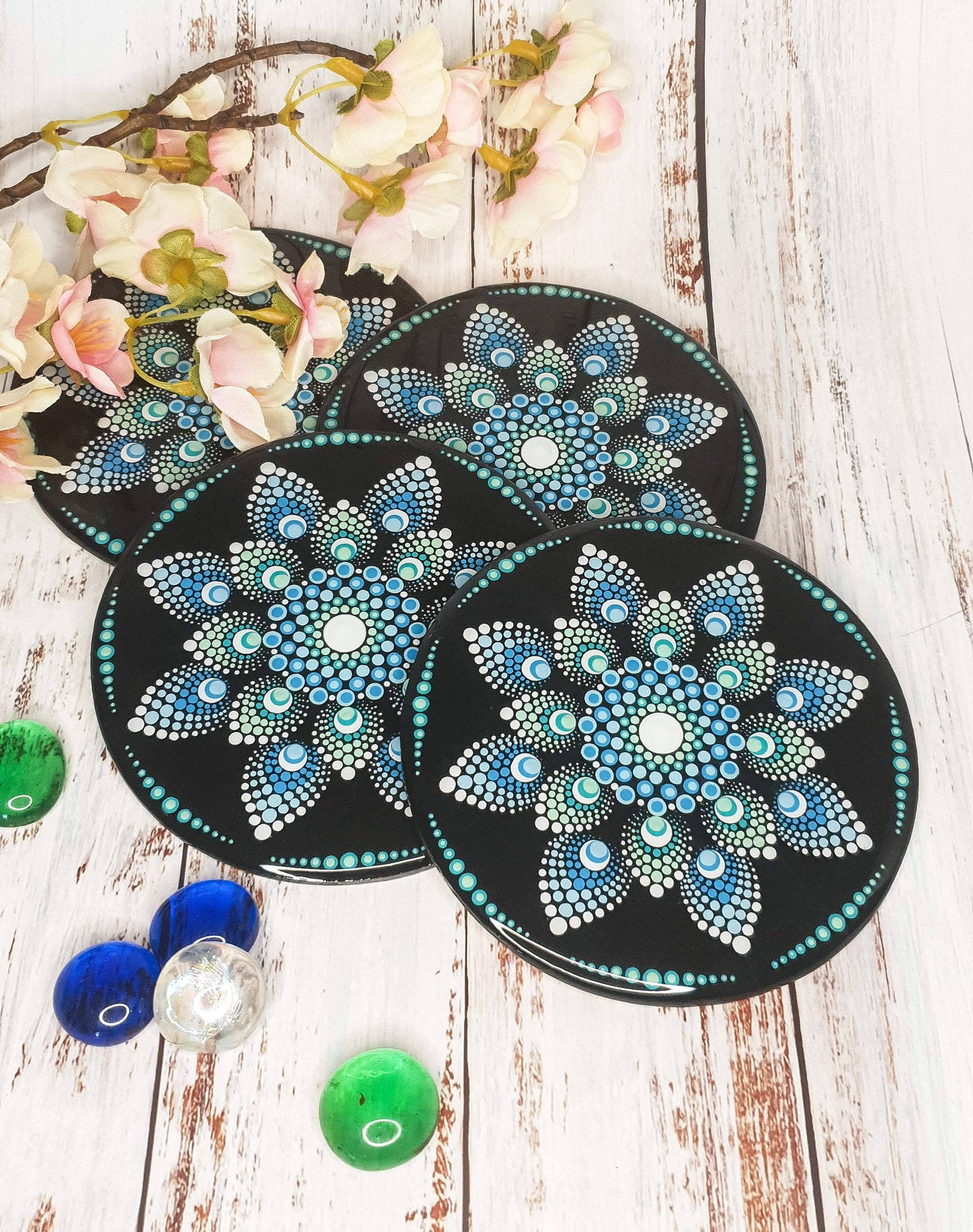 Set of four matching coasters - Petal design